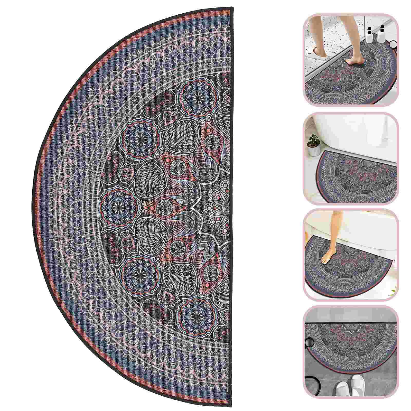 outside Door Mat Indoor Semicircular Rug Washable Carpet Half Round Doormat Circle Polyester
