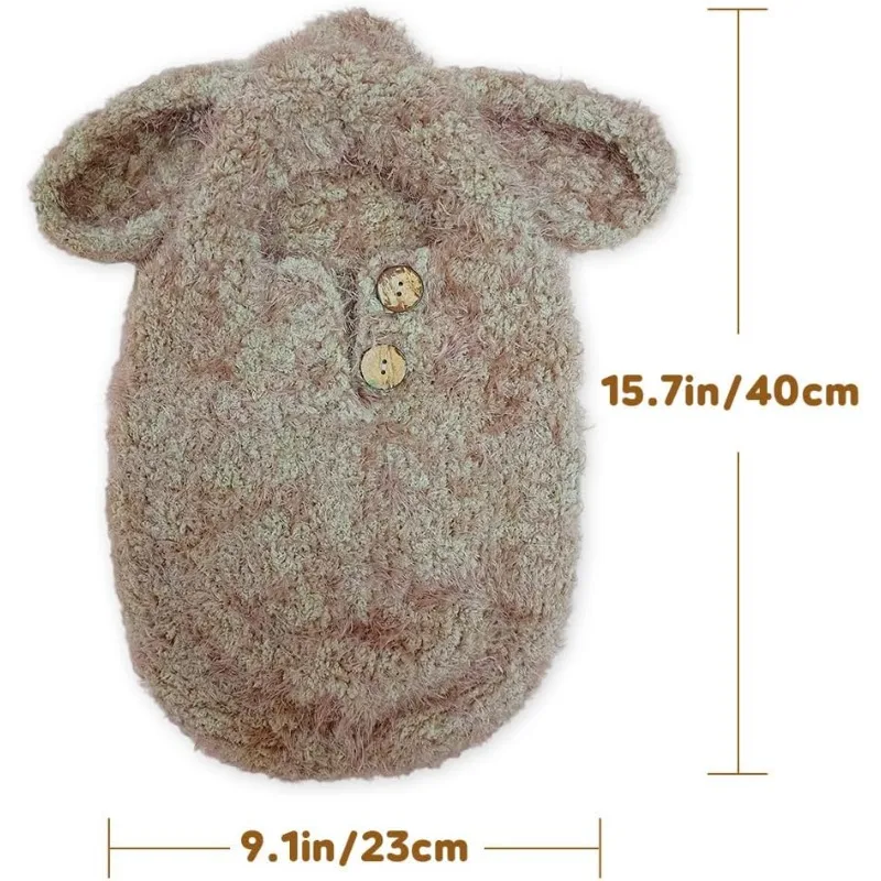 مجموعة دعامة التصوير الفوتوغرافي لحديثي الولادة - قبعة ملفوفة من الصوف الناعم لمجلسات صور الأطفال، زي كامل لالتقاط الصور لحديثي الولادة