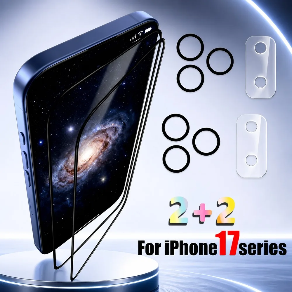 2+2 Stück Panzerglas für iPhone 15 15 Plus 16 16 Plus 17 18 Kameraobjektiv-Displayschutz für iPhone 15 Pro 16 Pro 17 Pro 18 Pro
