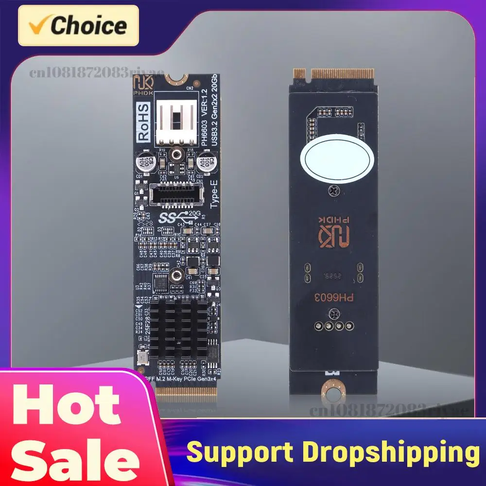 

Карта расширения M2 PCIE NVME с интерфейсом TYPE E, высокоскоростной адаптер M.2 NVME MKEY на USB3.2, 20 Гбит/с, чипсет ASM3242 для настольных ПК