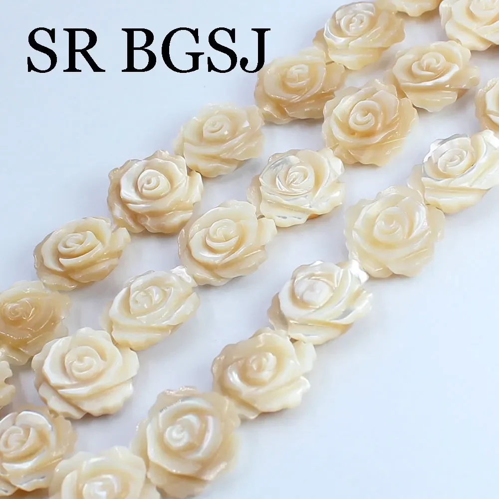 15mm 10pcs High Quality AAA Grade Flower Double Carved  Sea Shell Gemstone Jewelry DIY Loose Spacer Beads 15inches