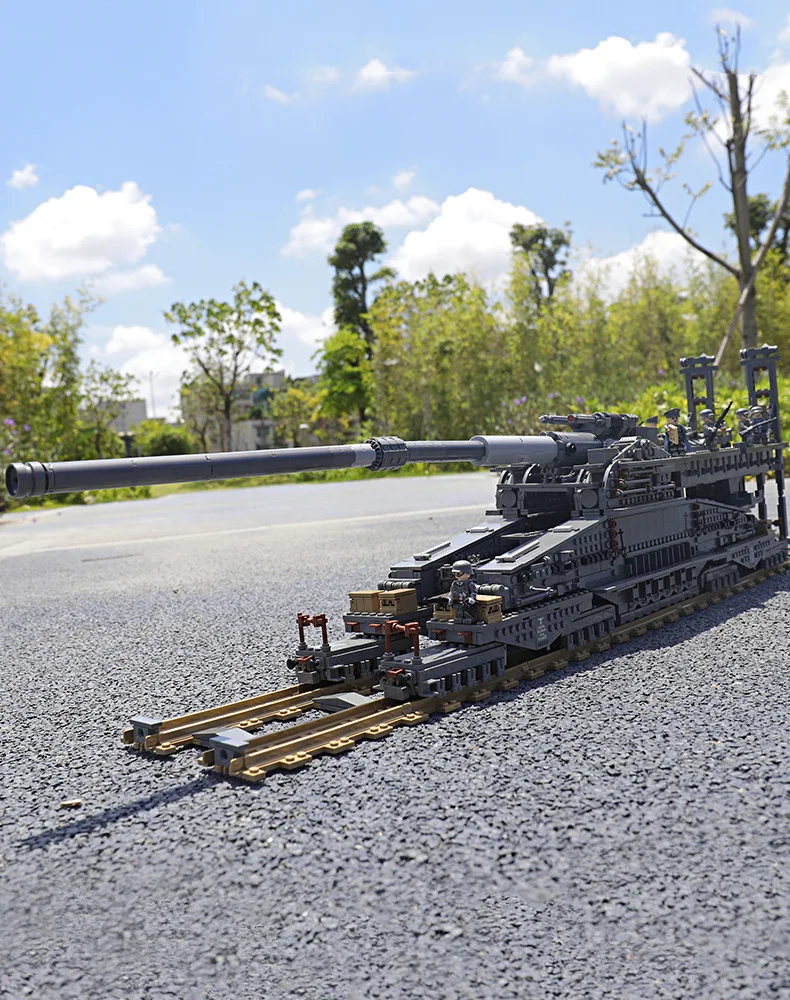 Kazi 3846pcs deutsch 80cm k [e] eisenbahn pistole dora gustav schwere pistole 3 ky zug panzer bausteine ziegel spielzeug geschenke