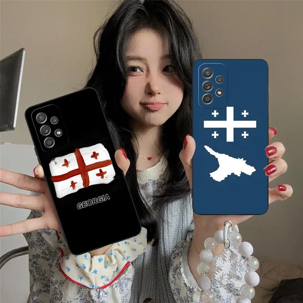 جورجيا العلم المحمول قضية الهاتف الخليوي لسامسونج غالاكسي M55 54 42 35 34 33 32 23 22 15 14 13 12 F55 5G اللون واقية فاخرة