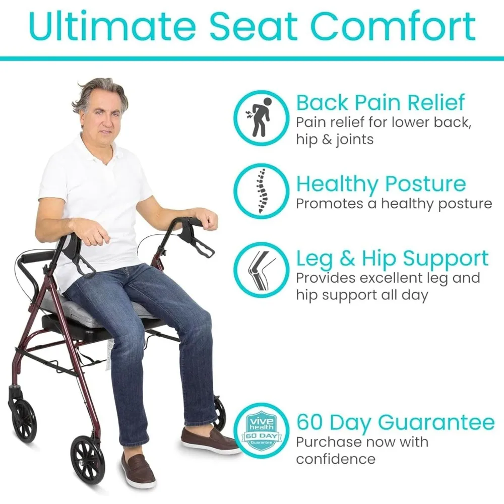 وسادة مقعد هوائية قابلة للنفخ للكرسي المتحرك - تخفيف الضغط قابل للتعديل، مساعدة محمولة للسفر لراحة التنقل #4