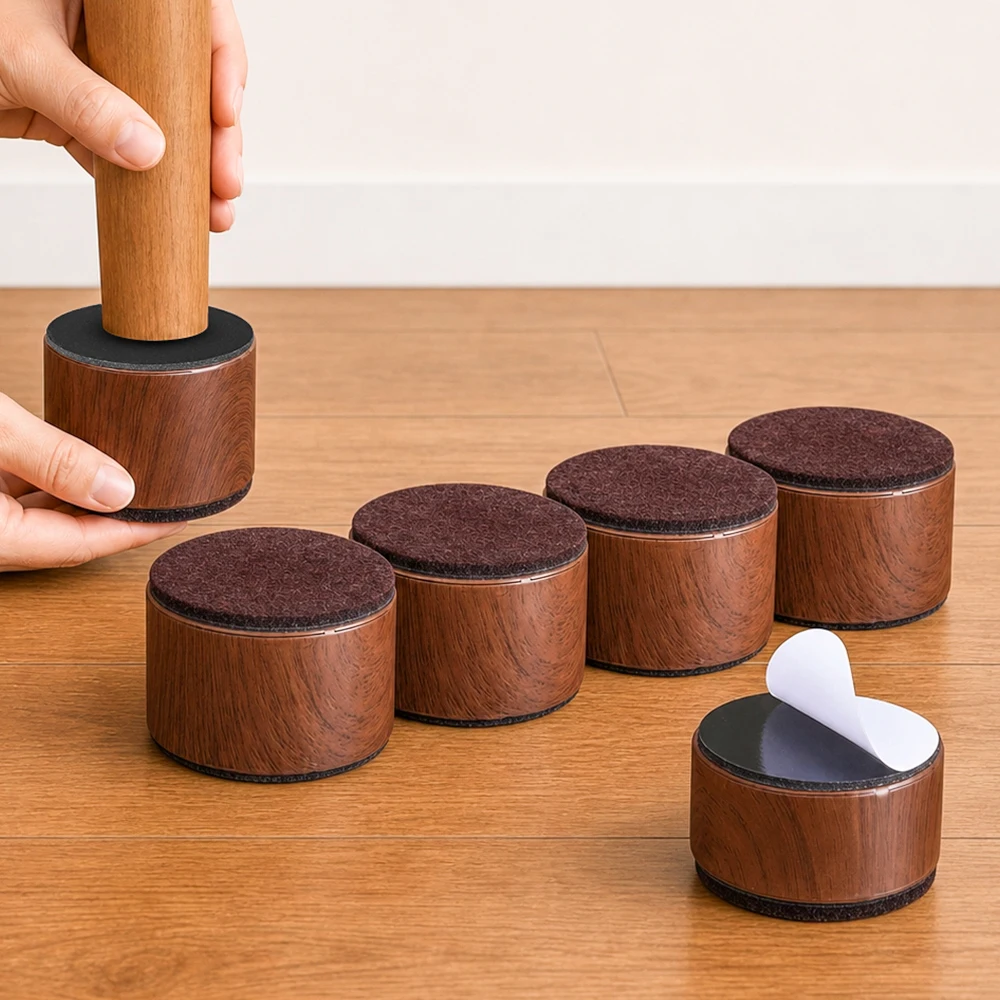 4 Stück Metall-Möbelfüße, Beinverhöher, Quadratische und Runde Tisch-, Stuhl-, Schreibtisch-, Sofa-Erhöhungen, Bodenschutz, Erhöhungselemente – Detail 6