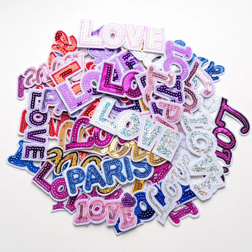 Colored Word LOVE Sequined Emb - đánh giá và giá Embroidery Font Free