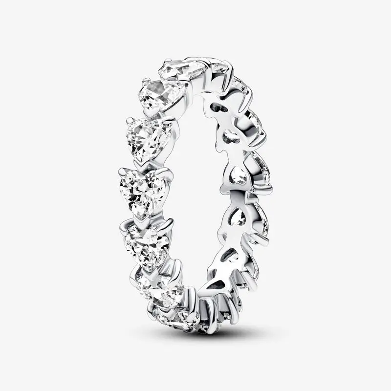 

Row of Hearts Eternity Ring Authentic 925 Sterling Silver Jewelry Ring For Woman Silver Rings For Jewelry Making