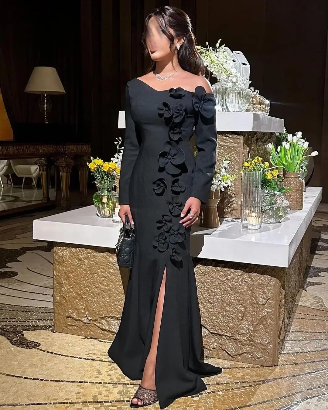 

Customized Prom Dresses Classic Fashion Simple Modern Style Jersey Flower Ruched Straight One-shoulder Long Dresses Formal