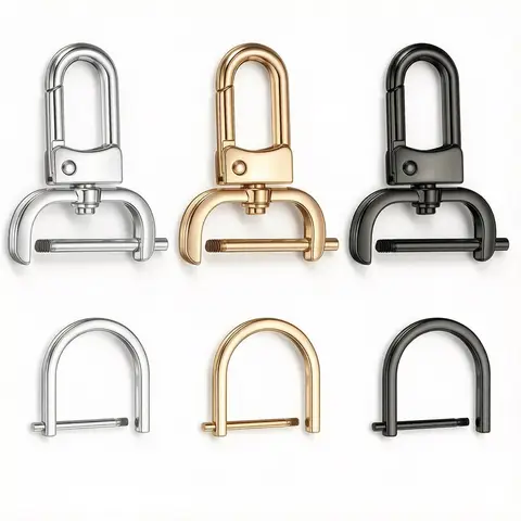4pcs Detachable Snap Hook Swivel Clasp with 4pcs D-Rings Screw in Shackle for Bag Purse Strap Hardware Replacement Buckles