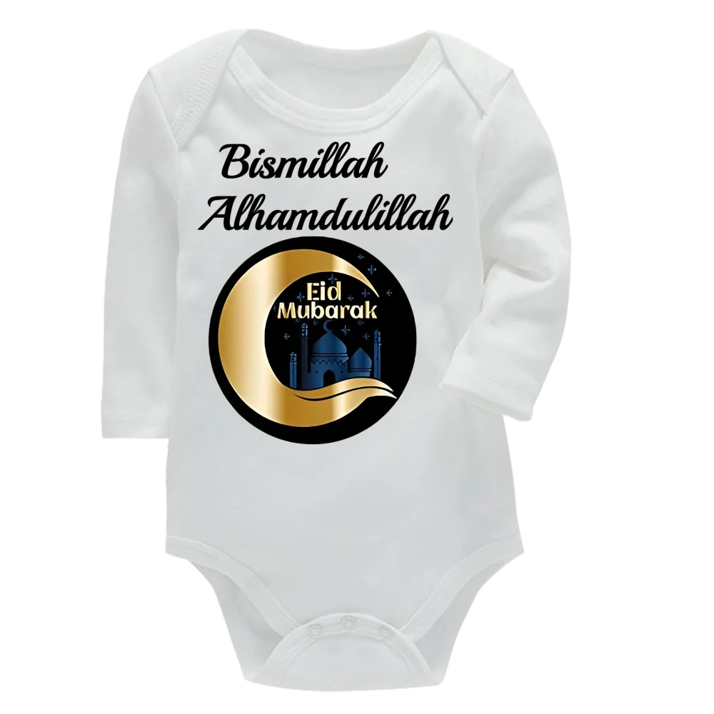 무슬림 신생아 남아 여아 원피스 바지 부드러운 긴팔 원피스 수트 삼각형 크롤링 바지 캐주얼 베이비