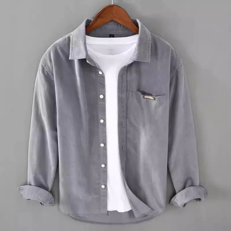 Retro American Long Sleeve Corduroy Shirt Men's Loose Casual Wear Resistant Stainproof Spring Autumn Jacket Outerwear