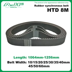 HTD 8M Closed Loop Timing Belt Length:1064mm-1256mm 8M Synchronous Belt Width of 10/15/20/25/30/35/40/45/50/60mm Rubber HTD 8M