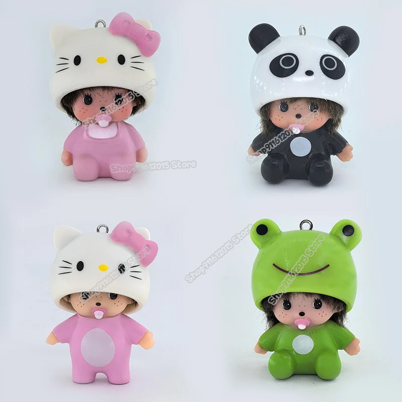 

Брелок-кукла Hello Kitty Monchhichi, настольное украшение Kun Chan, мультяшная аниме-фигурка для сумки, брелок для ключей, подарок на день рождения
