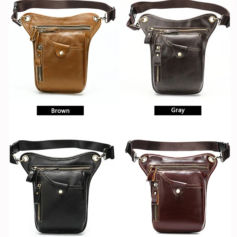 Yao Dong WESTAL Men's Belt/Leg Bags Genuine Leather Motorcycle Leg Drop Bag Men Waist Bags Male Fanny Pack Thigh Bag Money Belt