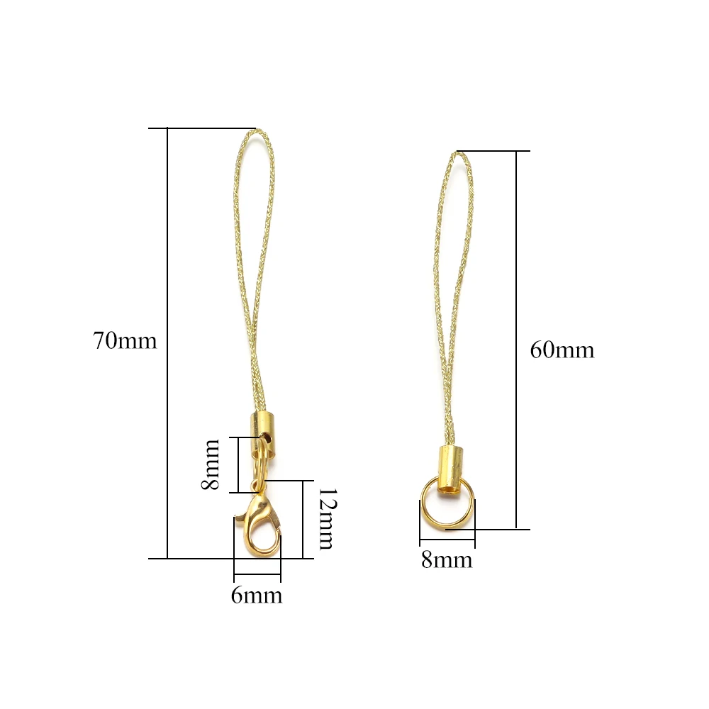 20pcs Polyester Gold Double Circle Lobster Clasp Lanyard Strap Cords For Mobile Phone Strap USB Flash Keychain Accessories ﻿