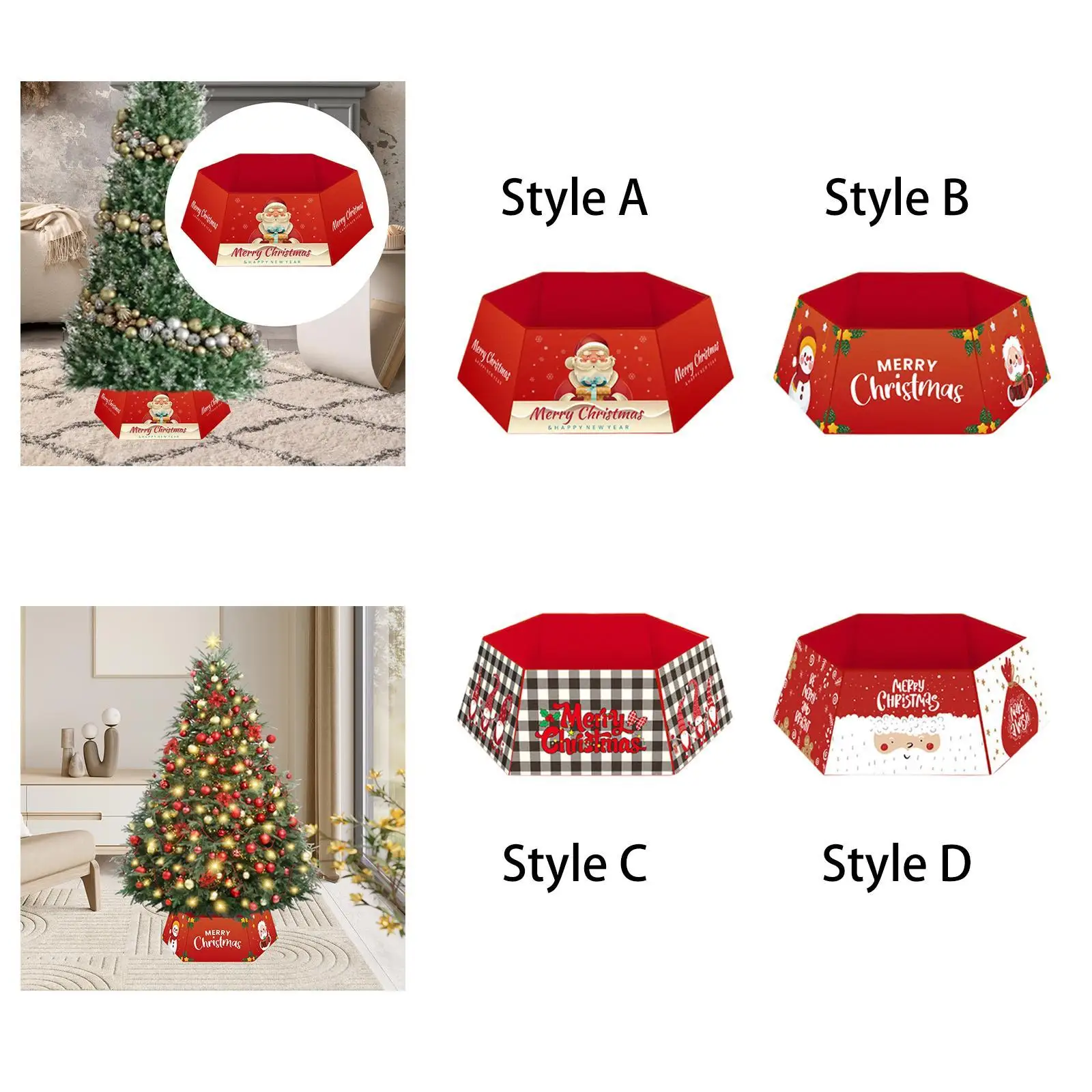 Xmas Tree Decor Hexagonal Base Cover, Christmas Tree Collar for Home and Hotel