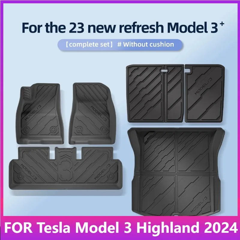 

Коврики для Tesla Model 3 Highland 2024, автомобильные коврики, подушечки для ног, черный ковер, спинка заднего сиденья, защитный коврик, автомобильные аксессуары