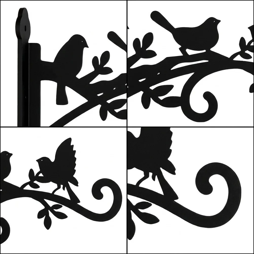 Black Iron For Outdoor Wall Hook for Hanging Flower Pots 22x15cm Elegant Bird Theme Garden and Balcony Accessory