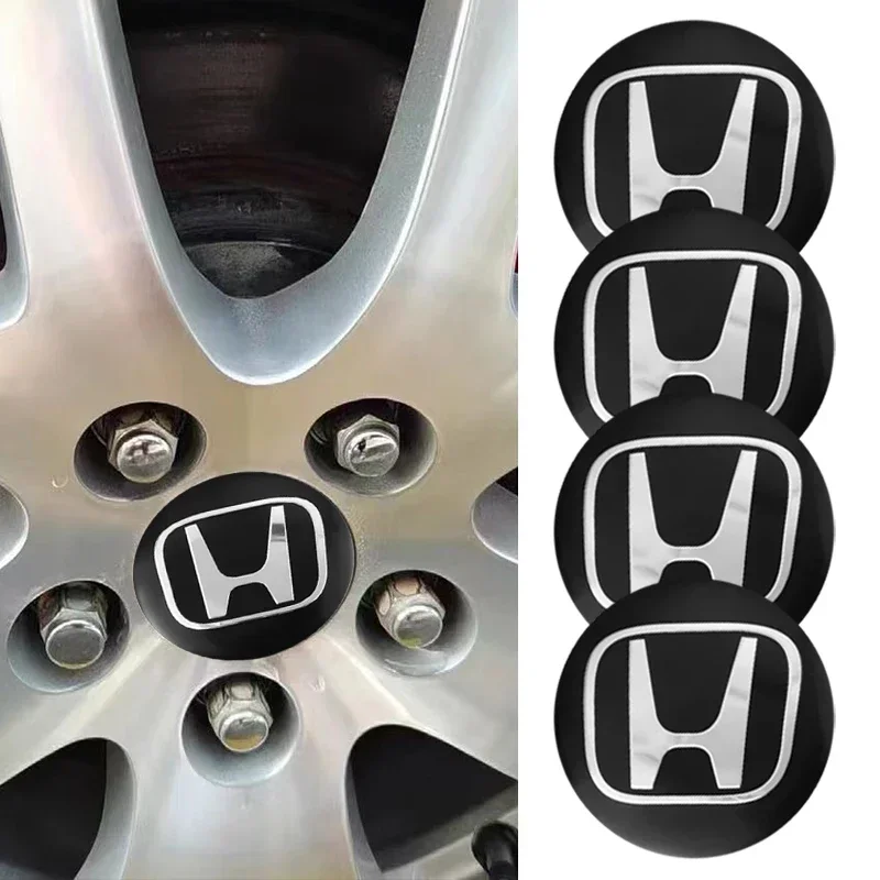 4Pcs Car Wheel Hub Center Cap Sticker Metal Emblem Stickers For Honda Civic Accord Fit City Vezel CRV Odyssey Pilot Jazz