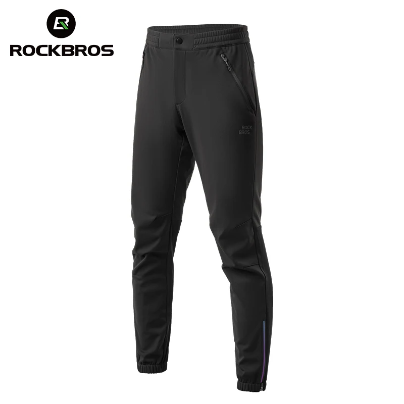 

ROCKBROS Winter Warmer Bicycle Pants Men's Windproof Thermal Fleece Bike Long Pant Outdoor Sports MTB Road Cycling Trousers