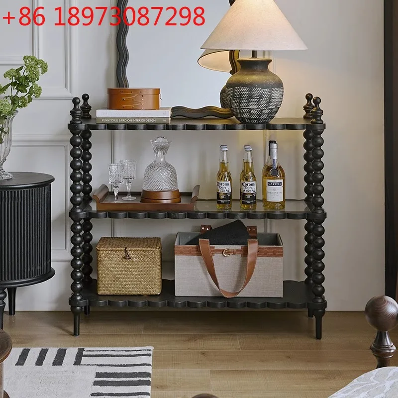 

Стеллаж из цельного дерева для гостиной во французском стиле ретро, стойка для бокового шкафа для телевизора