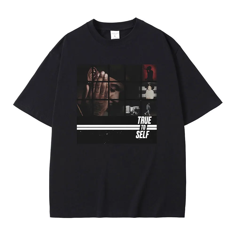 Rapper Bryson Tiller True To Self Mugshot T-shirt Male Hip Hop Oversized Tshirt Men's Pure Cotton T-shirts Vintage Streetwear