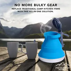 Collapsible Kettle - 1.5L Food Grade Silicone Teapot with Lid Lock - Hot Water, Coffee, Tea - Portable Travel, Camping, Hiking -