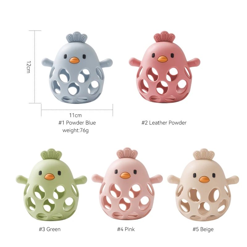 Baby Teether Silicon Gloves Kids BPA Free Colorful Cartoon Chicken Teething Care Gums Toy Baby Hollow Teething ​Molar Stick Toys