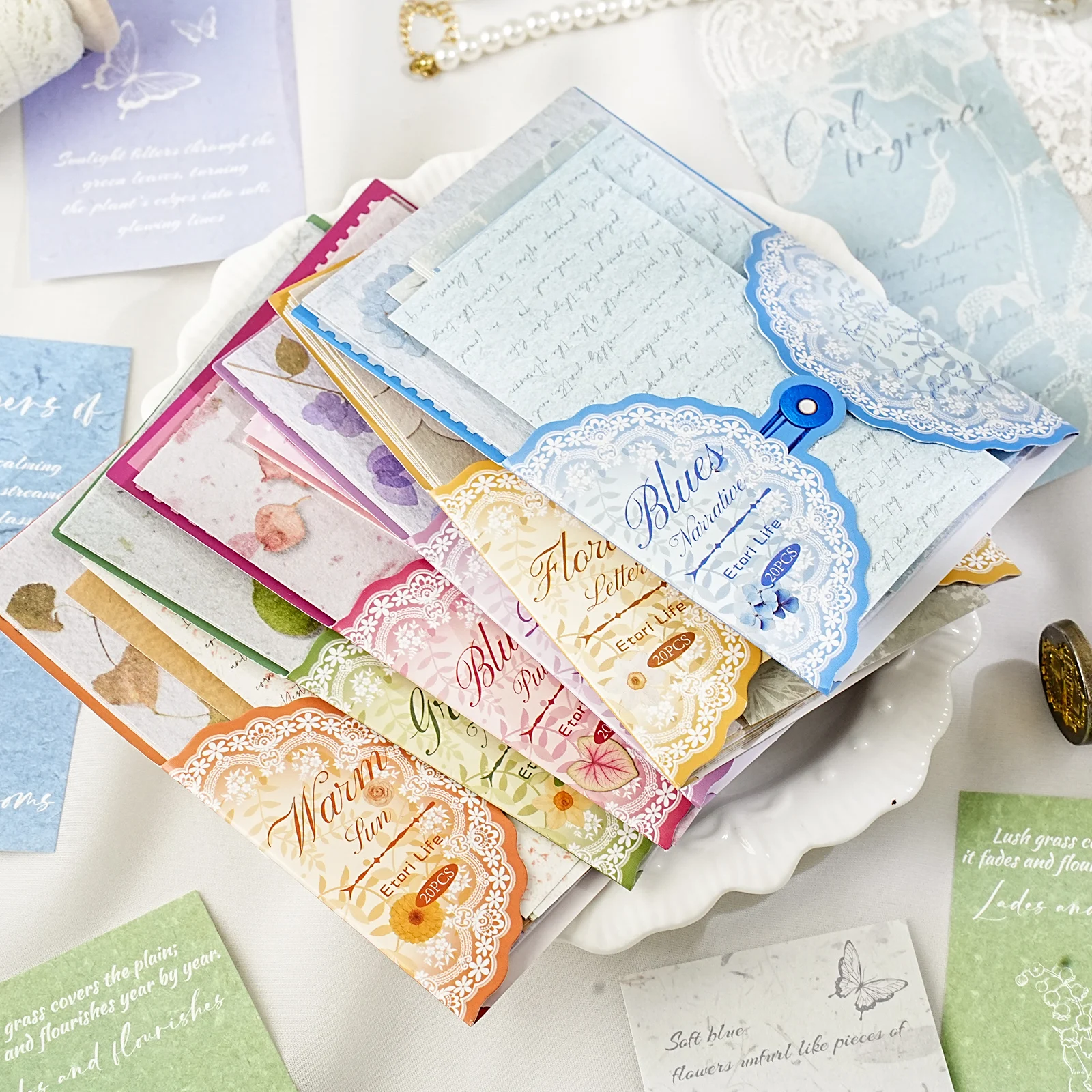 

Etori Life Floral Stationery Set Vintage Lace Letter Paper and Note Paper Artistic Floral Texture Collage Decoration Materials for Laptops, Phone Stickers, Suitcases, Office Decoration Accessories, Scrapbooking Supplies, Room Decoration, DIY Artwork, Stud