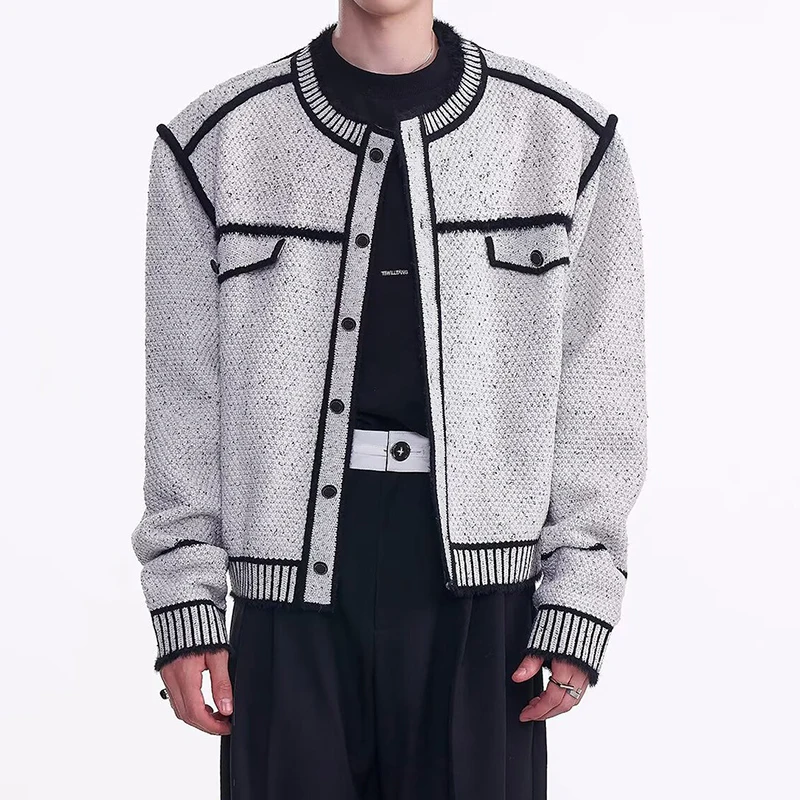 Autumn Winter Fashionable Men's Sweatercoats Vintage Buttoned Striped Crochet Sweater Cardigans Men Trendy Knitting Jacket Coats