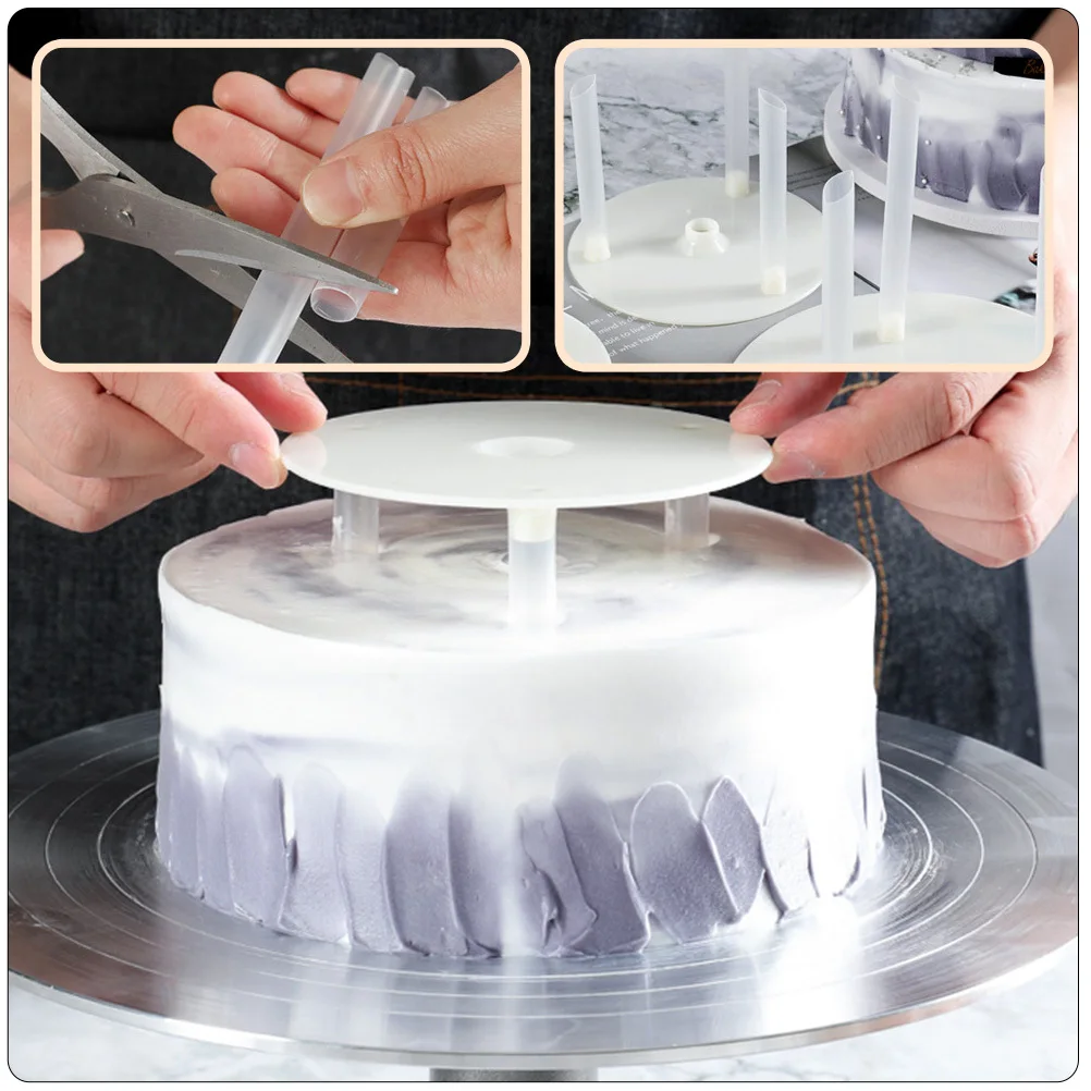 البلاستيك كعكة دعم القش الغذاء الصف المواد قوي متعدد الطبقات كعكة عرض قوس الحلوى متجر المنزل استخدام الحفلات