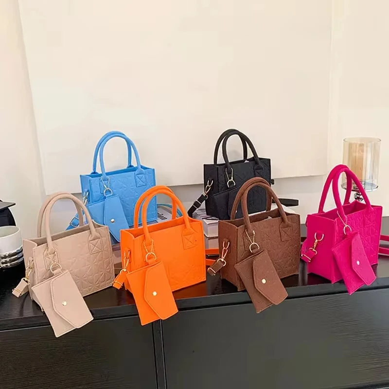 Koreanische Version minimalist isch geprägte Filz leichte Handtasche neue Single Shoulder Diagonal Span zweiteilige Tasche für Frauen