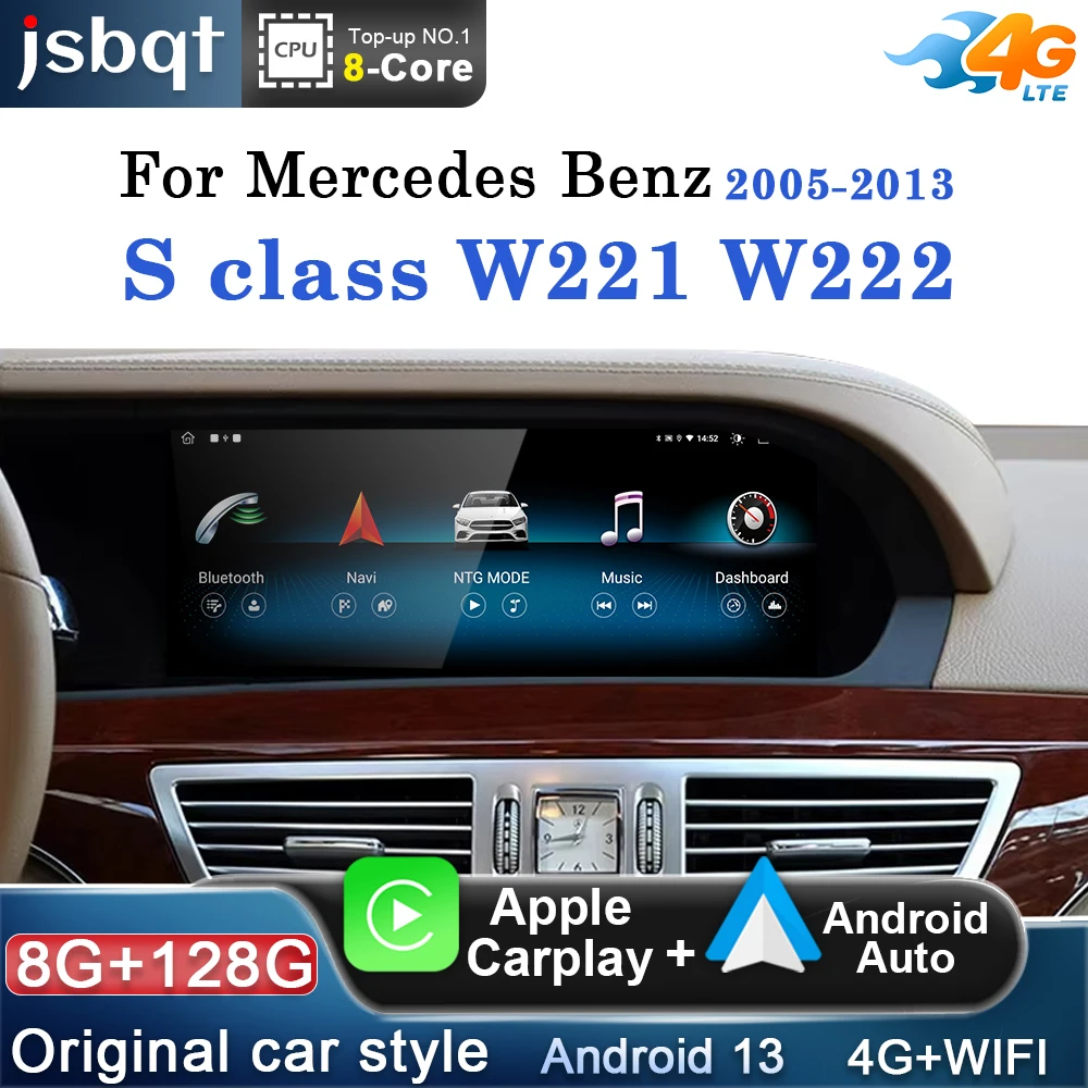 Автомобильный беспроводной Android AUTO CarPlay 10,25-дюймовый экран для Mercedes Benz S Class W221 NTG 3,0 3,5 Стерео мультимедийные видеоплееры BT