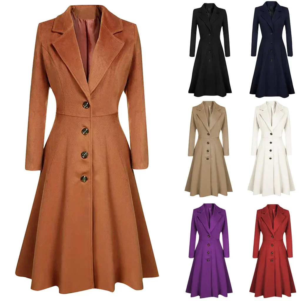 Winter jacken für Frauen 2024 Herbst Winter Revers knopf langer Trenchcoat Windschutz mantel Frauen jacke куртка женская