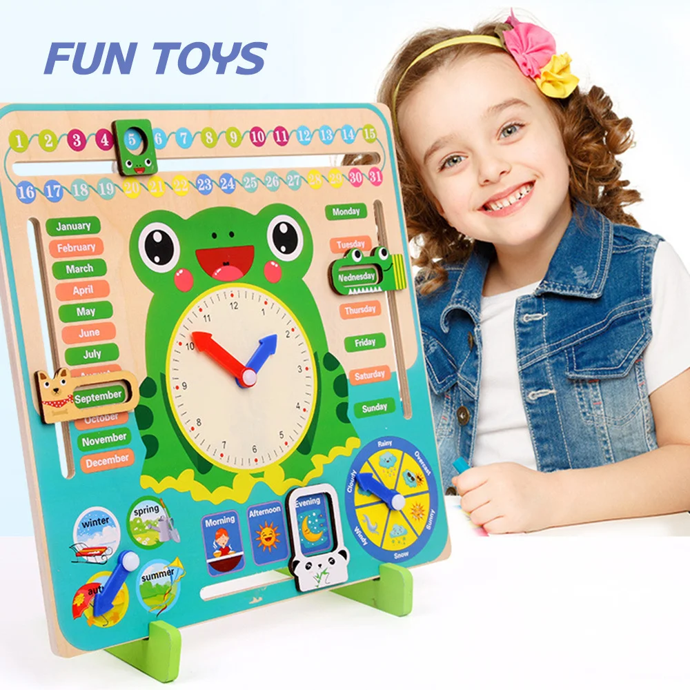 Horloge d'enseignement en bois 7 en 1, jouet éducatif préscolaire, cadeaux pour enfants garçons et filles