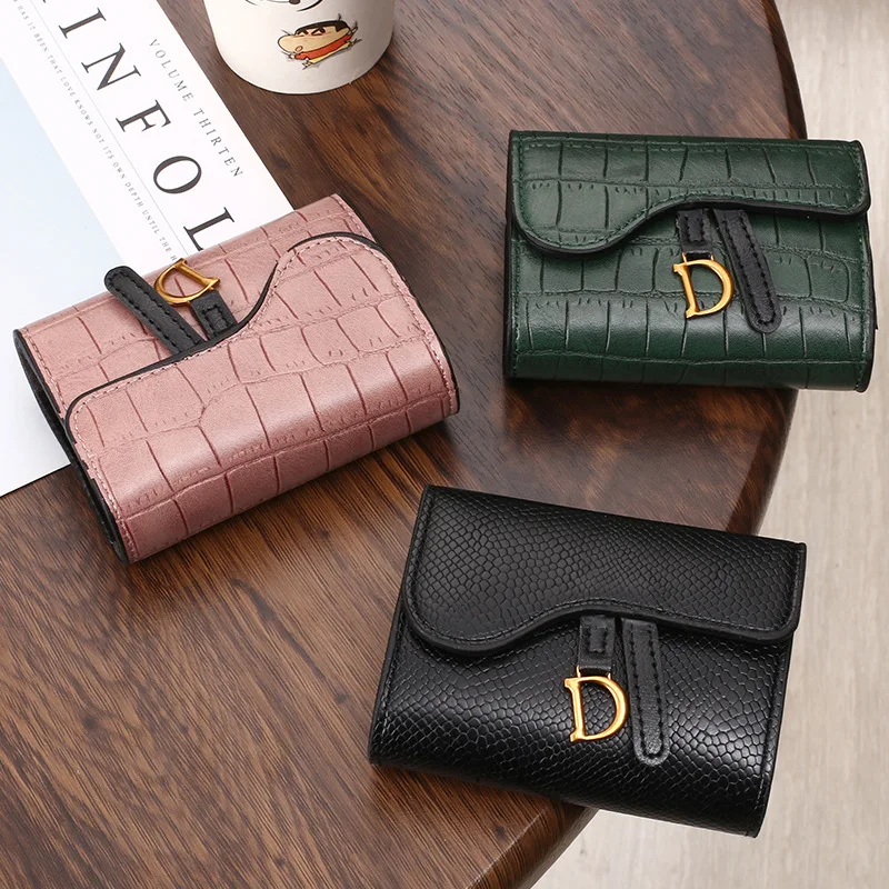 Women Luxury Card Holder Short Mini PU Wallet Letter Printed Multi Card Small Multi Functional Clutch Bag image 2