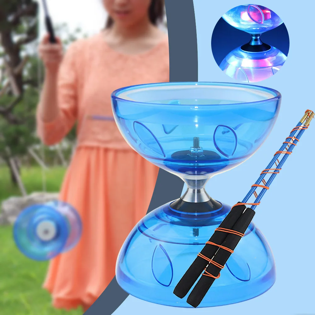 

Soft Rubber Led-Diabolo Toy With Sticks Chinese Yo-Yo Ball Triple Bearing Diablo-Circus Toy For Fitness Outdoor Play Kids Adults