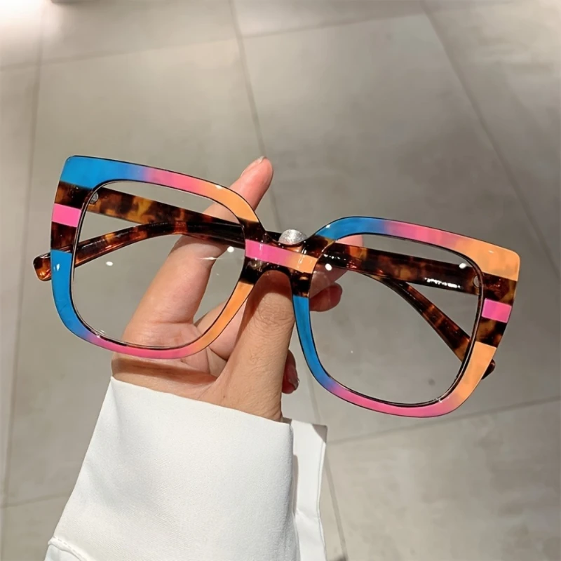 Quadratische Computerbrille Unisex Geeignet für Büro, Gaming und Präsentationen Trendiges Farbverlauf-Linsendesign