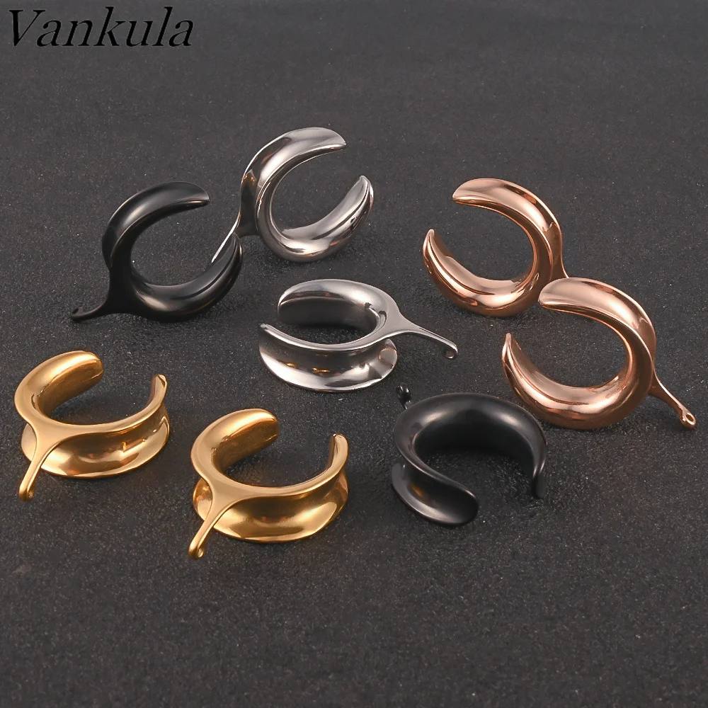 Vankula 10PCS 316L Stainless Steel Ear Weights Ear Saddle Piercing Flesh Tunnel Body Jewelry Gift For Women Men