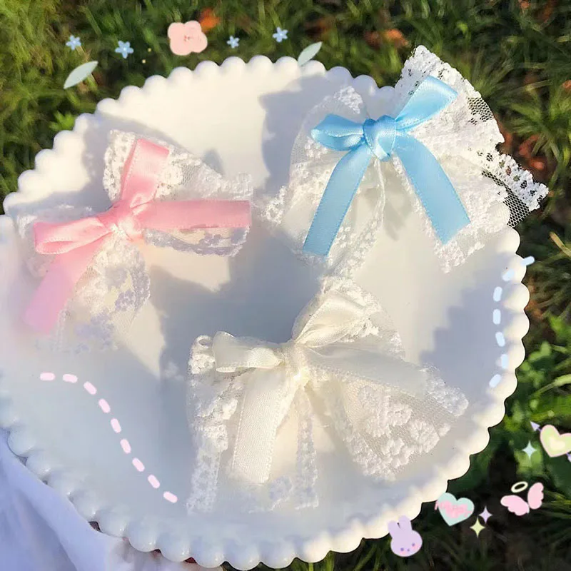 Horquillas con lazo de encaje francés para niña, cinta larga blanca, tocado de Lolita para niños, pinzas para el cabello dulces coreanas, accesorios para el cabello para niños