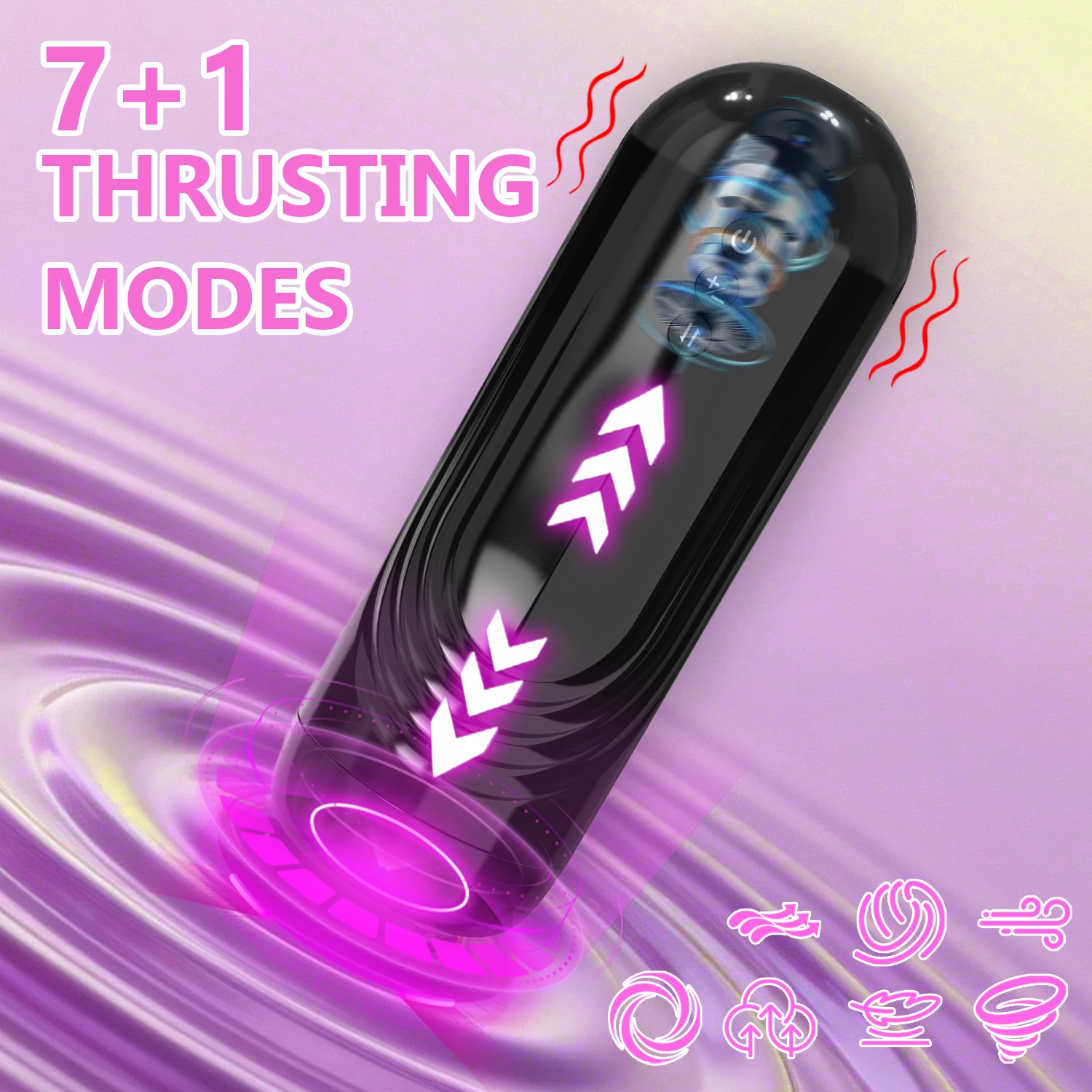 Automatic Male Masturbator Cup for Men, 7+1 Thrusting Electric Stroker, Up Down Suction Stimulation, Soft Sleeve Portable Adult Toy with Easy Button Control view 3