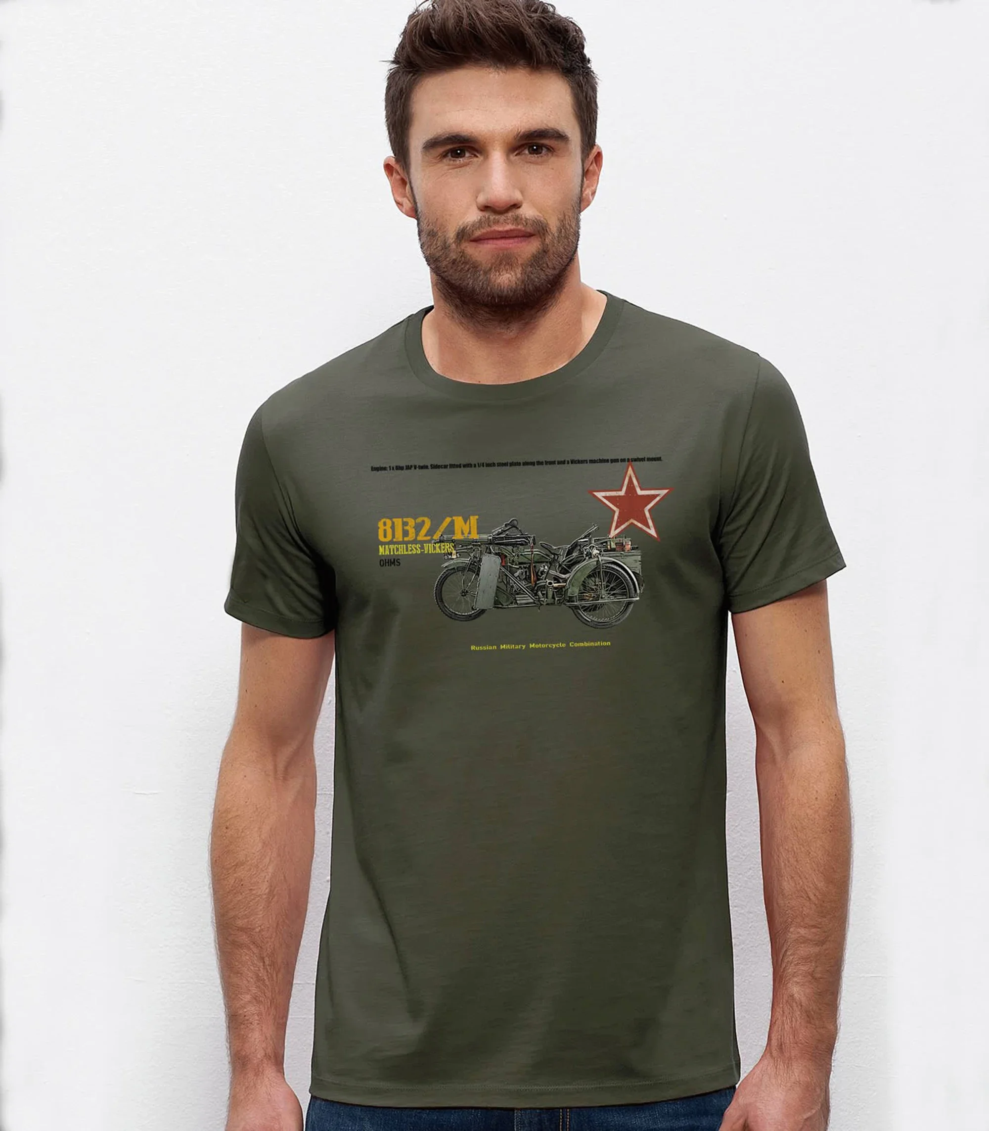 

Matchless Vickers 8B2/M Soviet Russian Military Motorcycle T-Shirt 100% Cotton O-Neck Short Sleeve Summer Casual Mens T-shirt