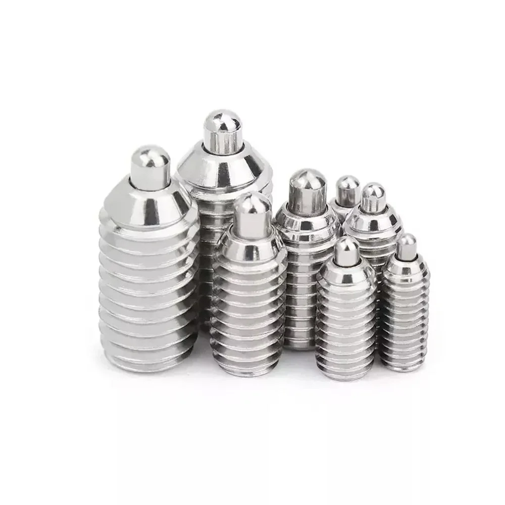 1 Pcs 304 Stainless Steel Ball Set Screw Spring Ball Head Plunger Spring Telescopic Pin Thread M3 M4 M5 M6 Length 7/8/20/30/50mm