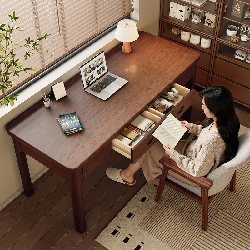

Computer Desk Household with Two Drawer Writing Table Small Apartment Study Table for Adult Office Working Table Home with Chair