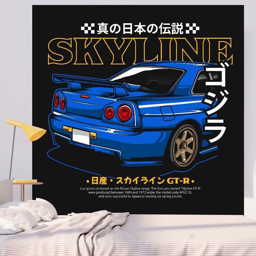 Jdm Racing Japanese Game  Night  Sports Blanket Decorative Tapestry Bedroom Background Polyester - Image 4