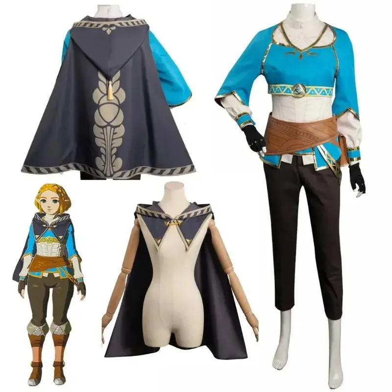 젤다: 왕국의 눈물 공주 코스프레 의상 망토 유니폼 여성용 할로윈 카니발 파티 변장복 Su EBb;4.f'7;j,3'