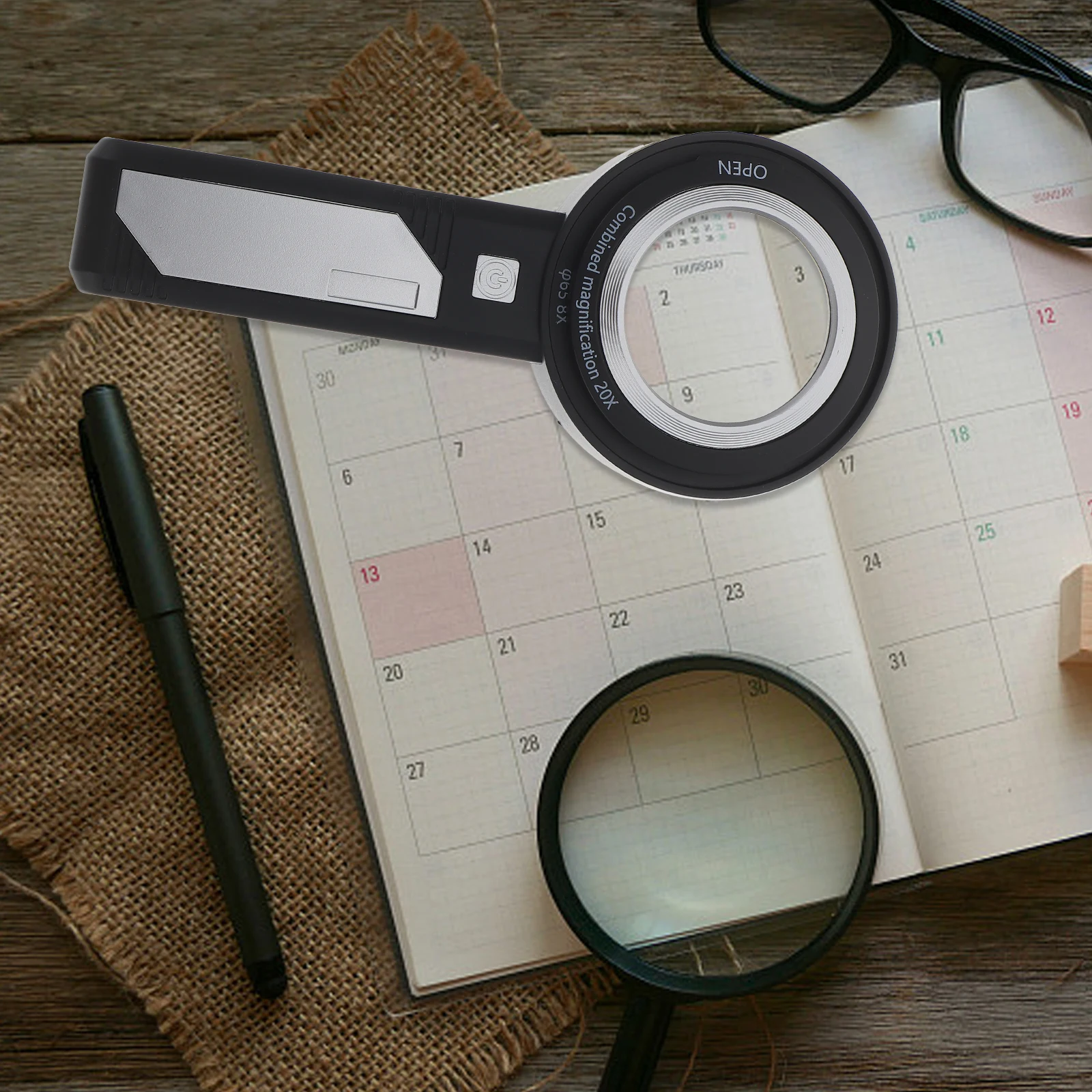 

H held Reading Magnifier Light ABS Acrylic Multi Function Elderly Pocket Size Magnifying Glass Book Currency Craft Photo