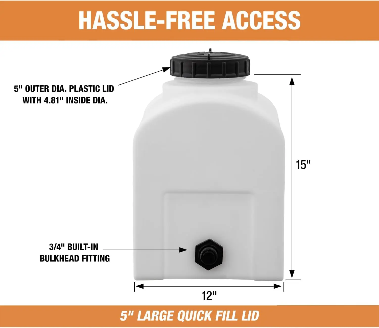 82123879 Tanque de agua con depósito abovedado de polietileno, 8 galones, fabricado en EE. UU. Tanque de polietileno para agua y líquidos