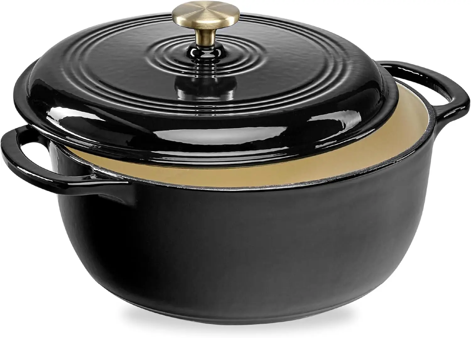 7.5 Quart Enamel Cast-Iron Round Dutch Oven, Family Style Heavy-Duty Pre-Seasoned Cookware for Home, Kitchen, Dining Room, Oven