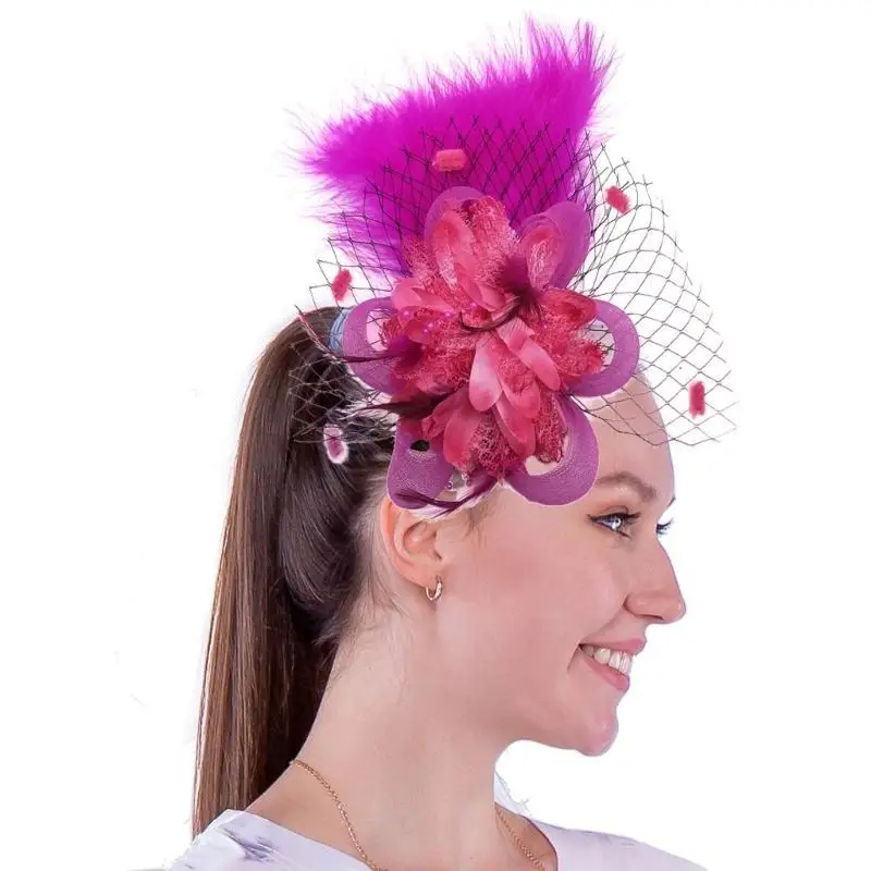 39BD Vintage Feder Haar Clip Handgemachte Haar Kopfbedeckung für Frauen Dame – Detail 7